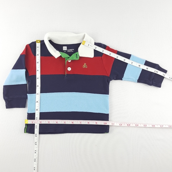 BABY GAP Bear Logo Long Sleeve Collar Stripe Shirt - Picture 4 of 6